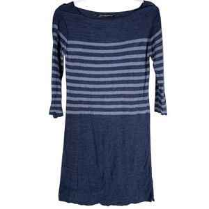 Peruvian connection women’s small Navy blue long sleeve striped cotton dress